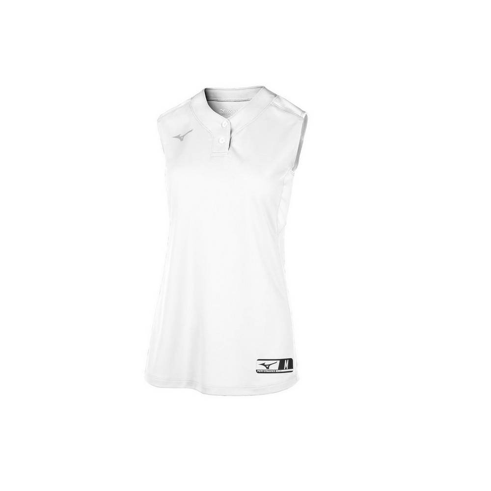 Womens Mizuno Aerolite 2-Button Sleeveless Softball Jersey White Philippines (DINGMT418)